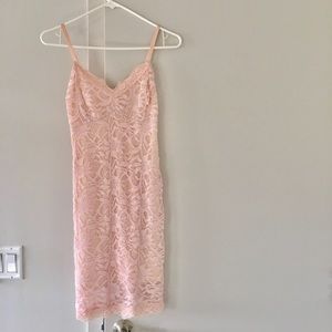 Baby pink lace mini dress